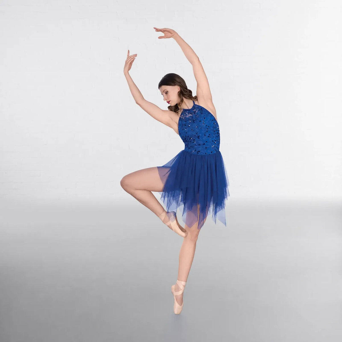 SS015 1st Position Royal Blue Embroidery Sequin Lyrical Dance Dress