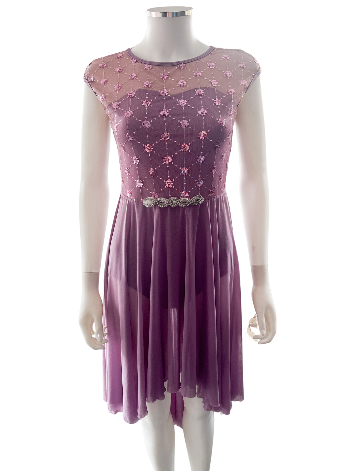SS021 Dusty Pink/Mauve 1st Position Geometric Mesh Dress Lyrical
