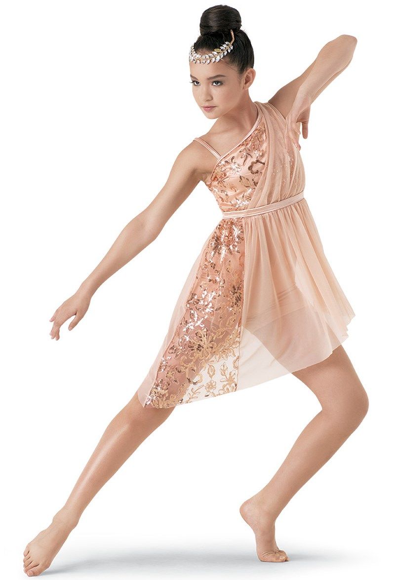 SS022 Weissman Rose Gold Flower Sequin Dress