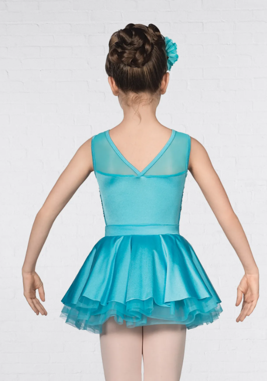 SS058 1st Position Sequin Flower Bodice Blue Dress