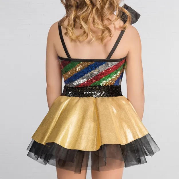 SS069 1st Position Multi Stripe Bow Glitz Dress