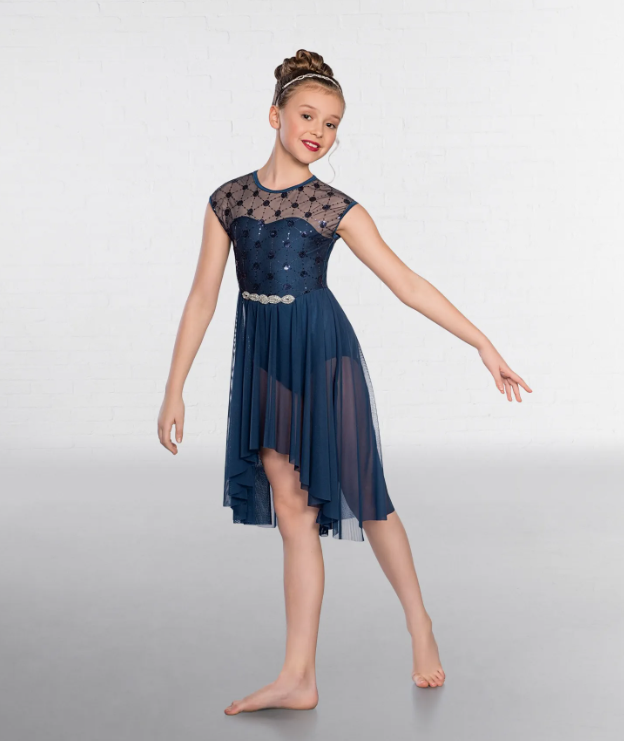 SS020 Navy 1st Position Geometric Mesh Dress Lyrical